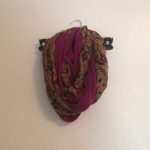 Double Layer Brown x Pink Infinity Scarf